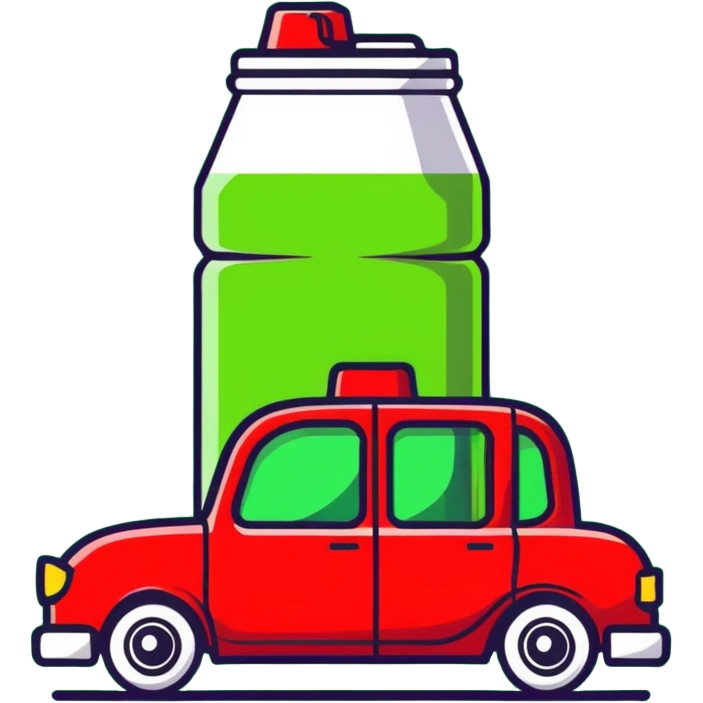 A red taxi cab shaped like a soda can emoji