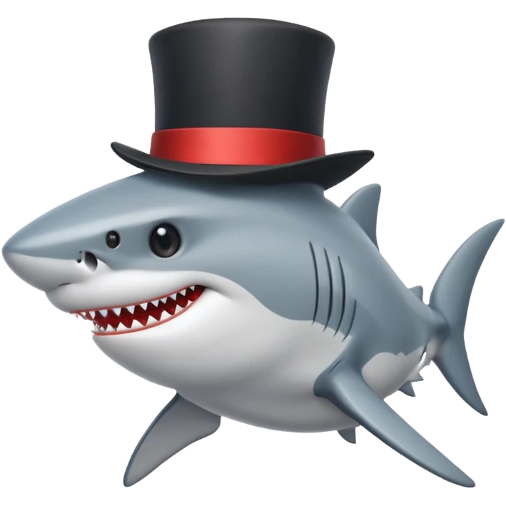 Shark with a top hat emoji