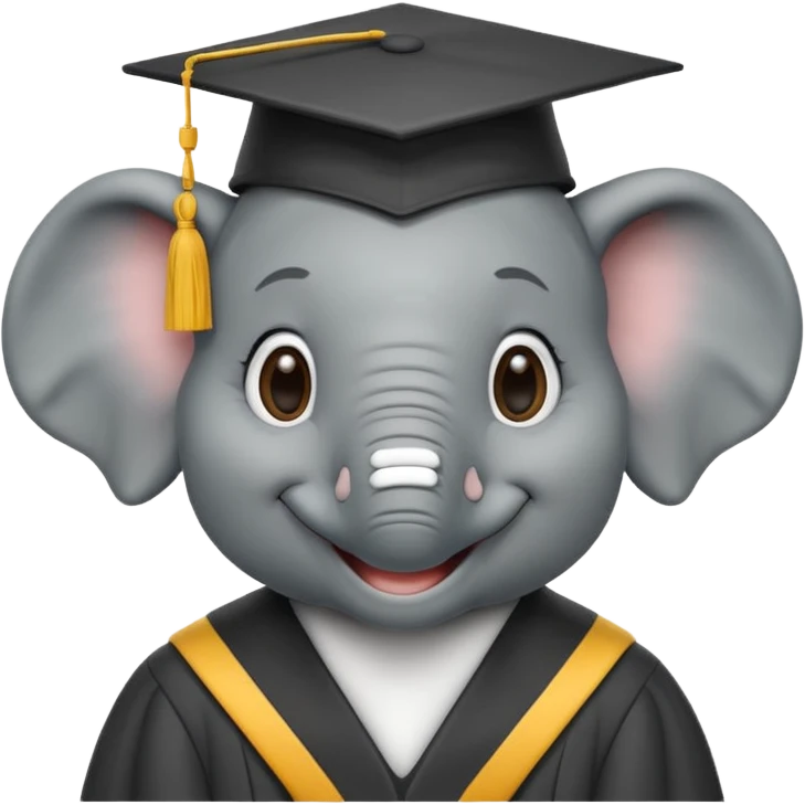 happy elephant wearing a graduation cap emoji