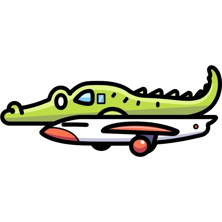 crocodile with airplane body emoji