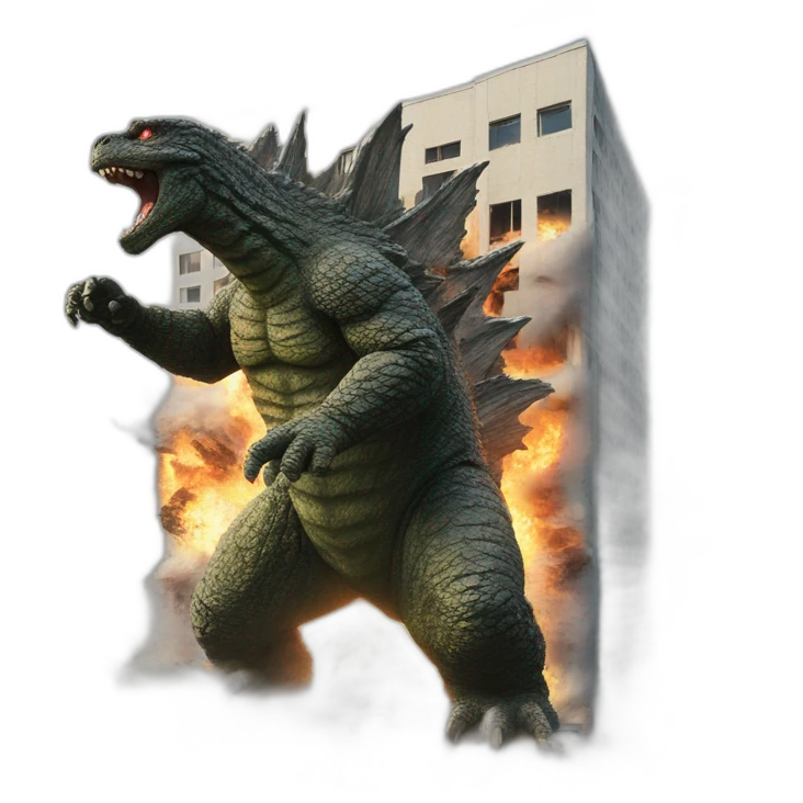Godzilla smashing a building emoji