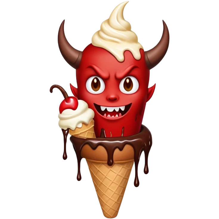 devil of shadow holds ice cream emoji