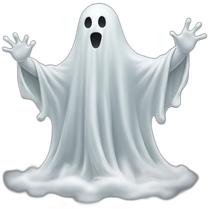 ghost emerging and ejectng a spray of greyish white milky substance from lower torso in all directions emoji