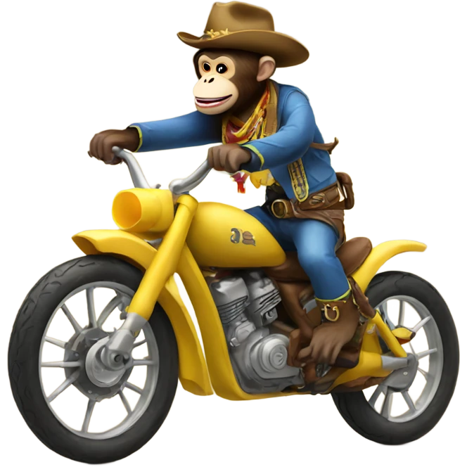 Monkey cowboy riding banana bike emoji