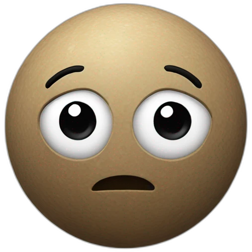 3d sphere with a cartoon bedrock texture with big calm eyes emoji