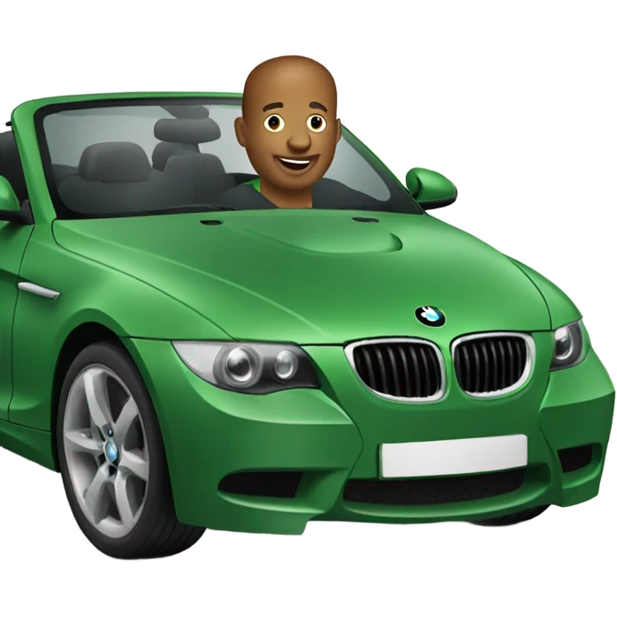 man in green bmw cabriolet emoji