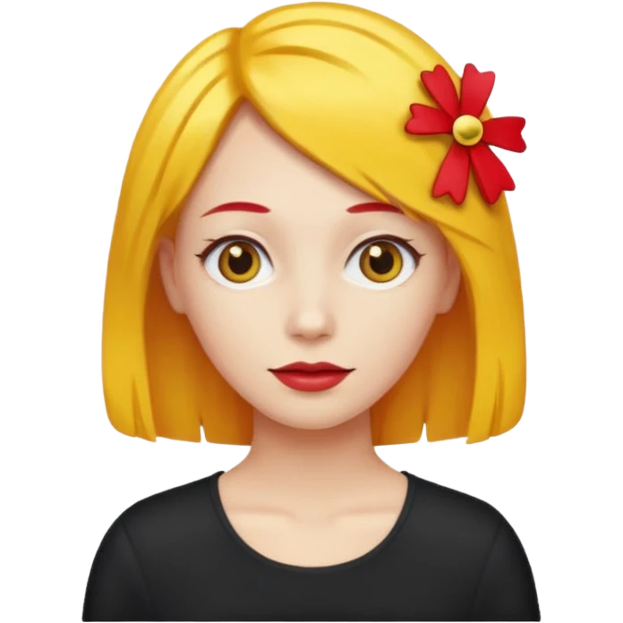 kırmızı toka takan kadın, sarı saçlı emoji