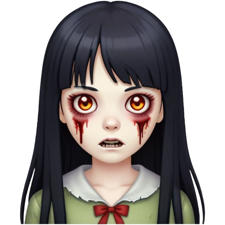 zombie girl with straight long black hair and bangs ( like this 🧟‍♀️) emoji