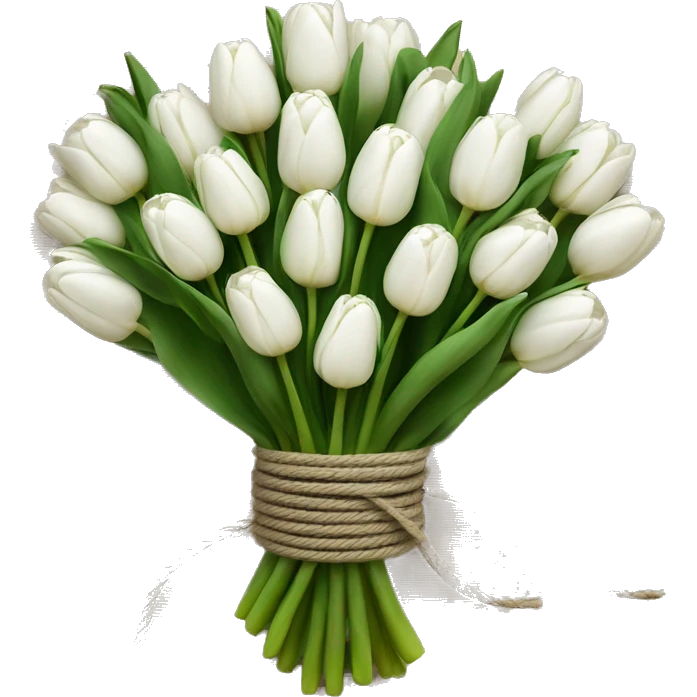 25 white tulips tied with rope emoji