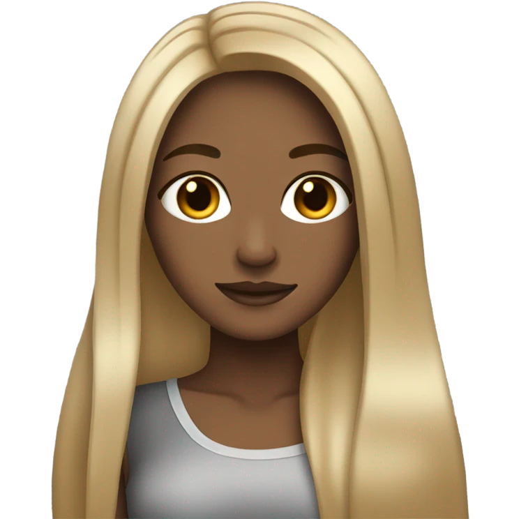 Tan girl with long black and blonde highlights emoji