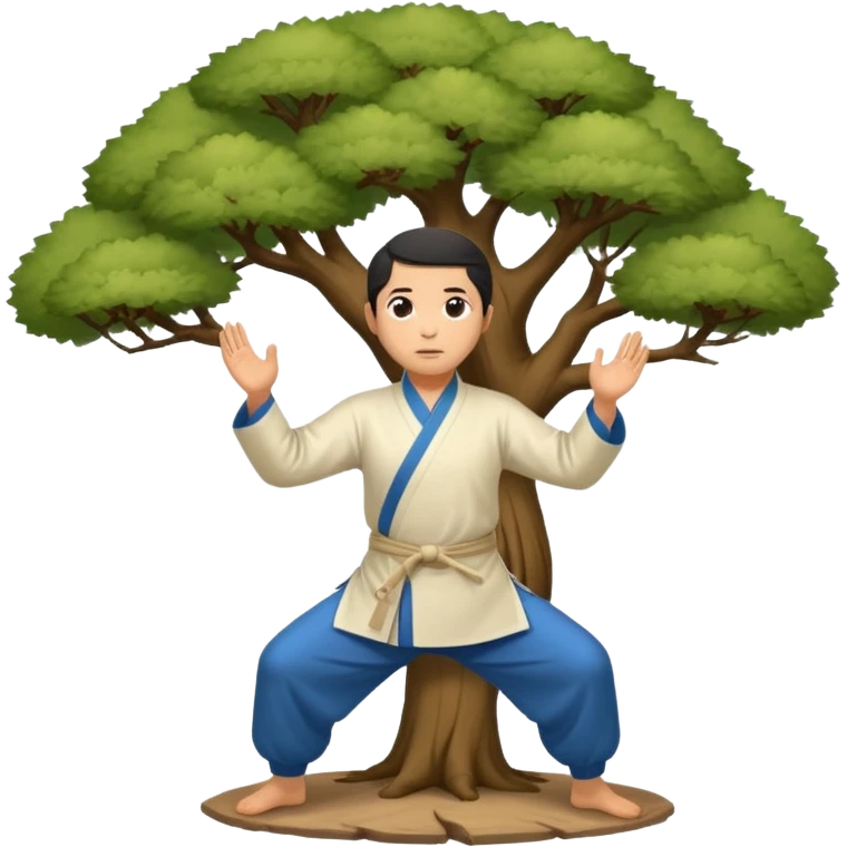 pratiquant de qi gong en position de l'arbre emoji