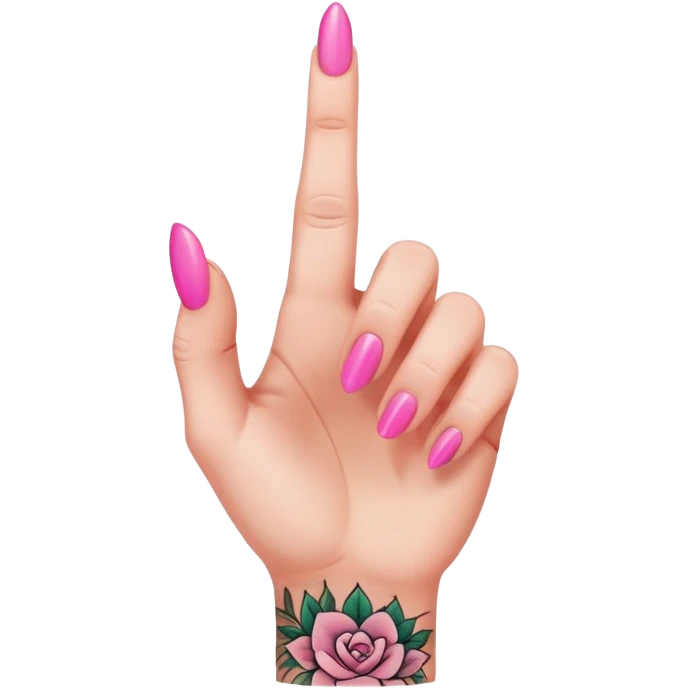 Middle finger with pink nails and tattoos  emoji