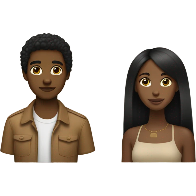 Black girl with straight hair with a tan Honduran boy with black hair  emoji