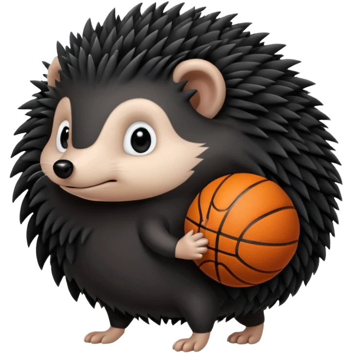 black hedgehog playing basketball emoji