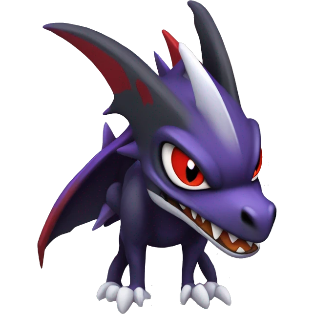 Black Cool Edgy Nargacuga-Garchomp-Noivern-Noibat Fakémon  with White and Red and purple and black Edgy markings emoji