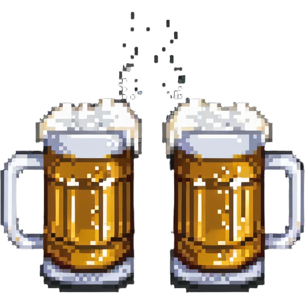 two beer mugs with foam, celebrating emoji
