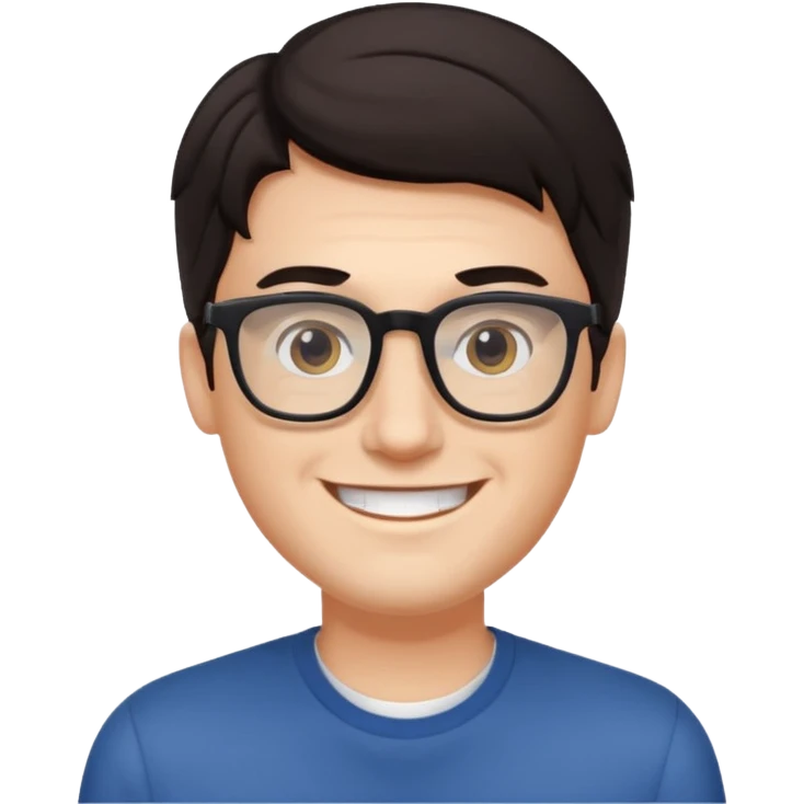 white guy with rectangular glasses dark hair emoji