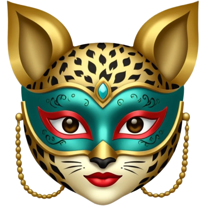 leoğard with glamorous masquerade mask emoji
