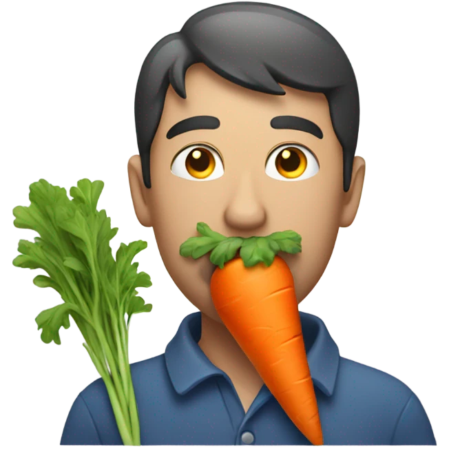 A man hold carrot with his mouth emoji