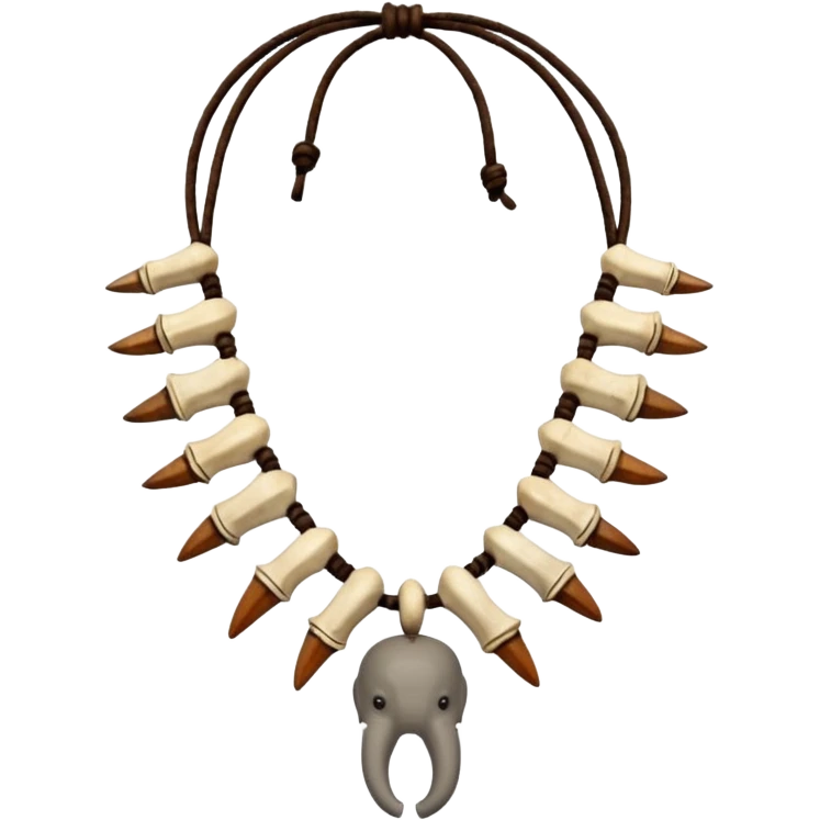 stone age necklace without human skeleton with 1 elephant teeth and different animal bones emoji