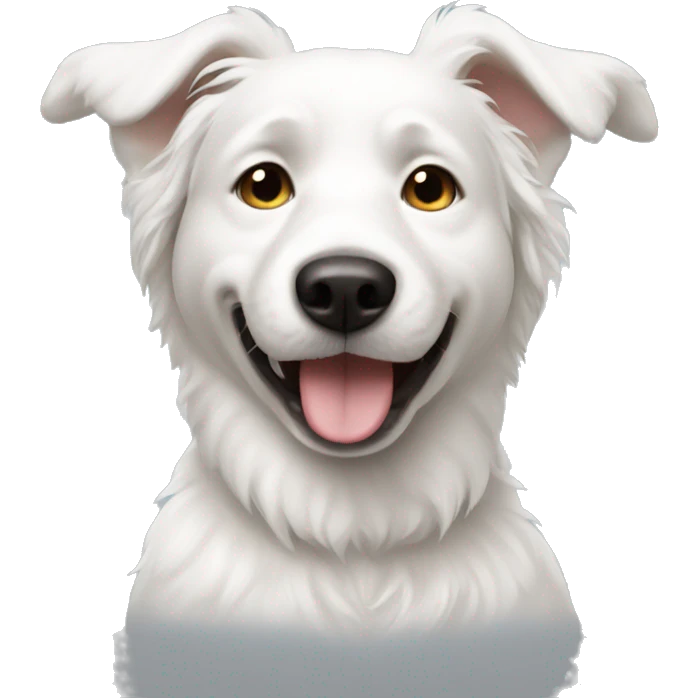 white dog with 😛 emoji