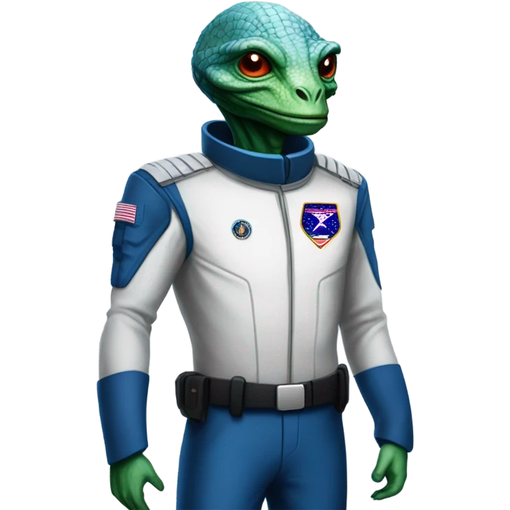 Reptilian Alien man general blue uniform usa space force, full body,  emoji
