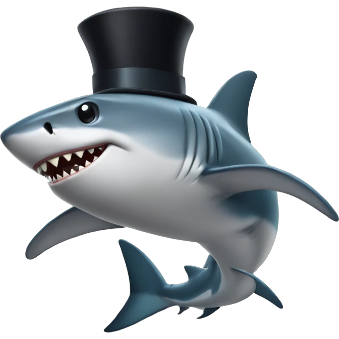 Shark with a top hat emoji