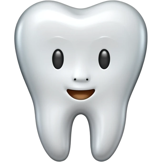 human tooth emoji, smooth chrome ceramic-metal texture, clean medical luxury aesthetic, isolated on white, no face emoji