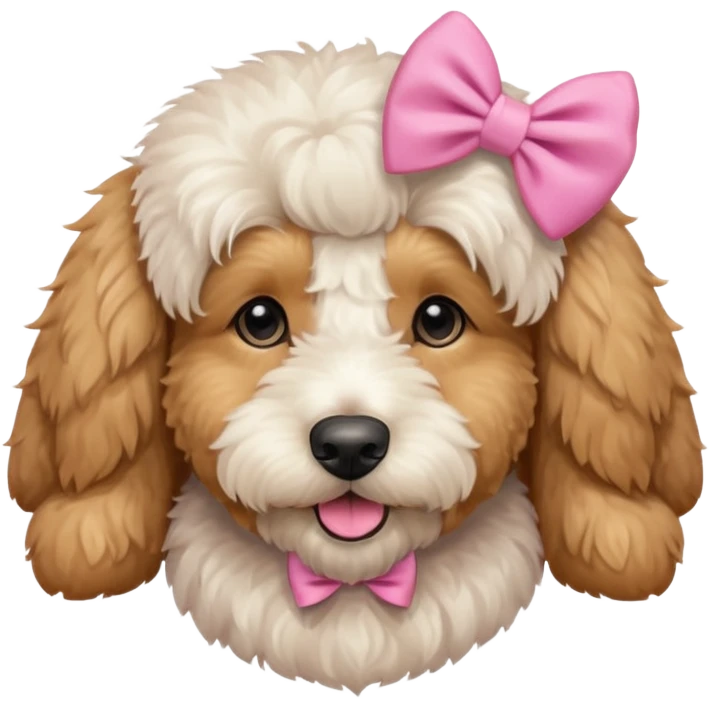 Cute Golden doodle with pink bow emoji
