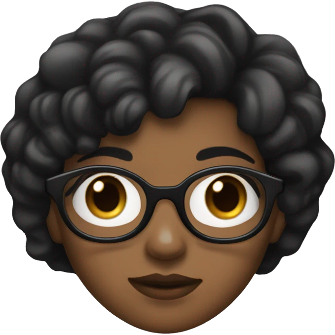 A girl with slightly dark skin and short black wavy hair with glasses and smaller eyes and plump lips emoji