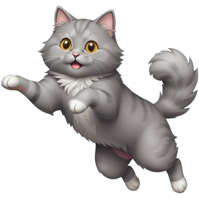 jumping grey cat  emoji