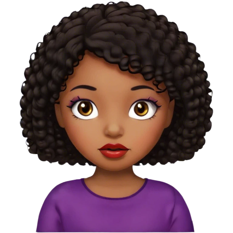 Glamourous, brown skin tone, very beautiful toddler, with big plump lips, long long lashes, black curly short hair, brown eyes emoji