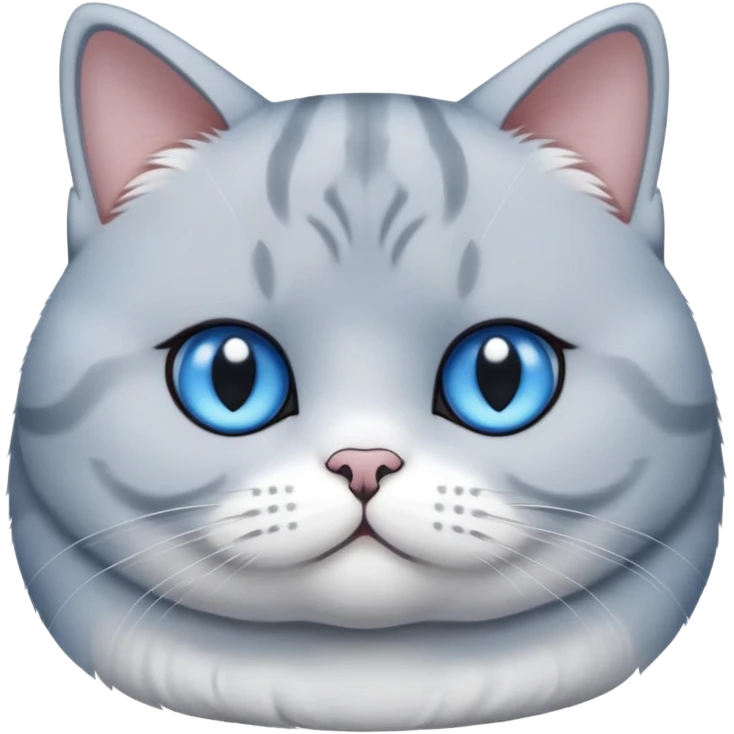 British shorthair blue and white cat with round face and plush fur emoji