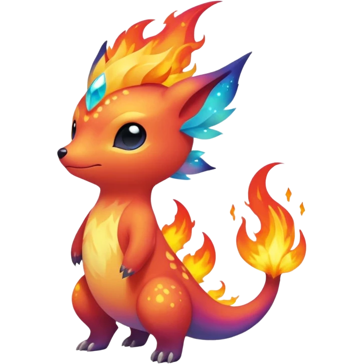 Elemental Forty Fiery Sparky Fierce Colorful Gradient Sparkly Nebular Starry Flaming Viney Vinal Dusky Aurorus-Amaura-Auroras-Pokémon-Fakémon-creature emoji