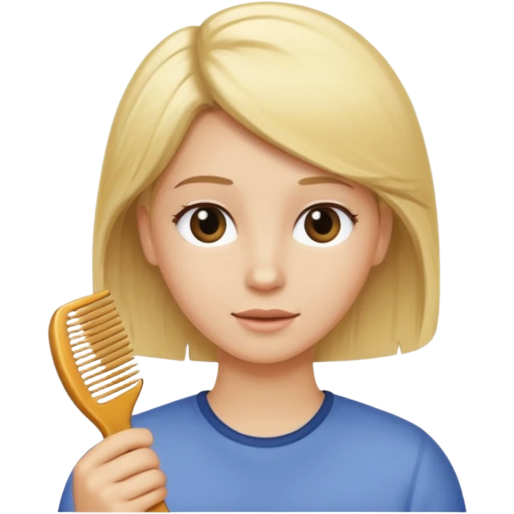 blonde person using a comb on their hair emoji