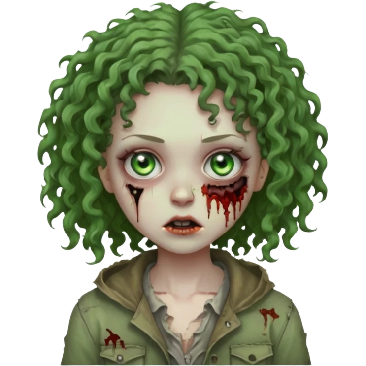 curly head girl zombie emoji