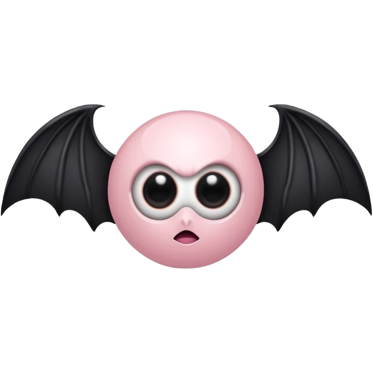 Light pink eyeball, black bat wings emoji