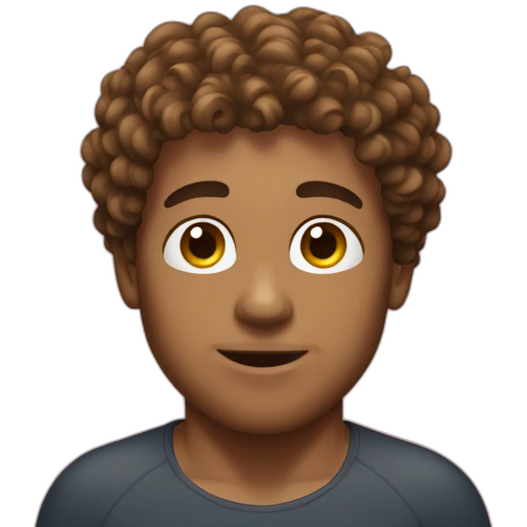 Swimming guy brown curly hair emoji