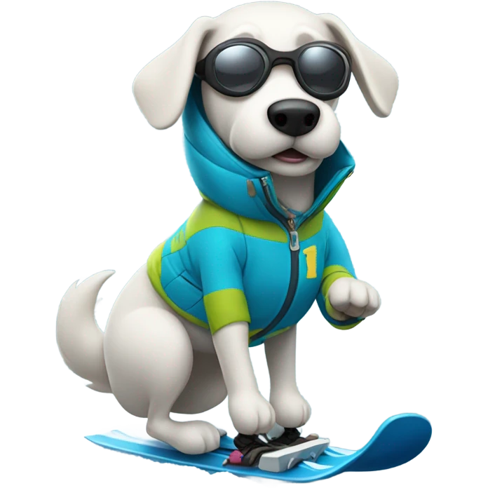 A dog skiing emoji