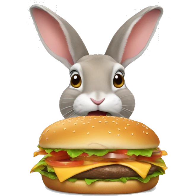 Rabbit eating a burger emoji