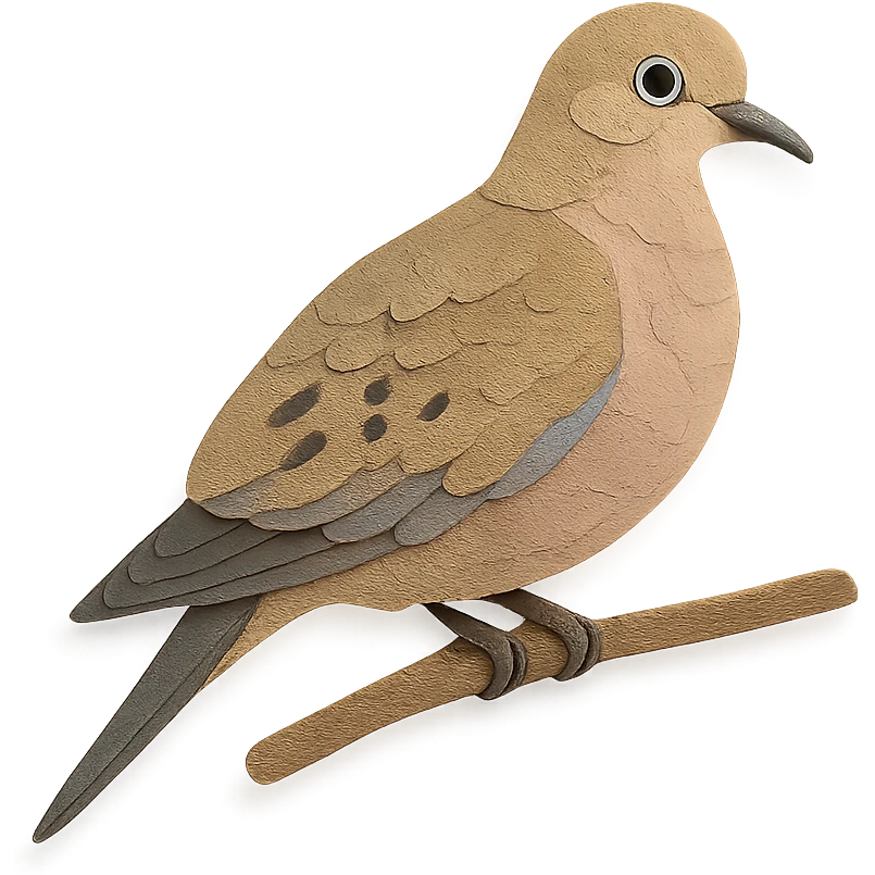 mourning dove sitting on a branch, delicate paper layers, realistic markings, naturalistic pose emoji