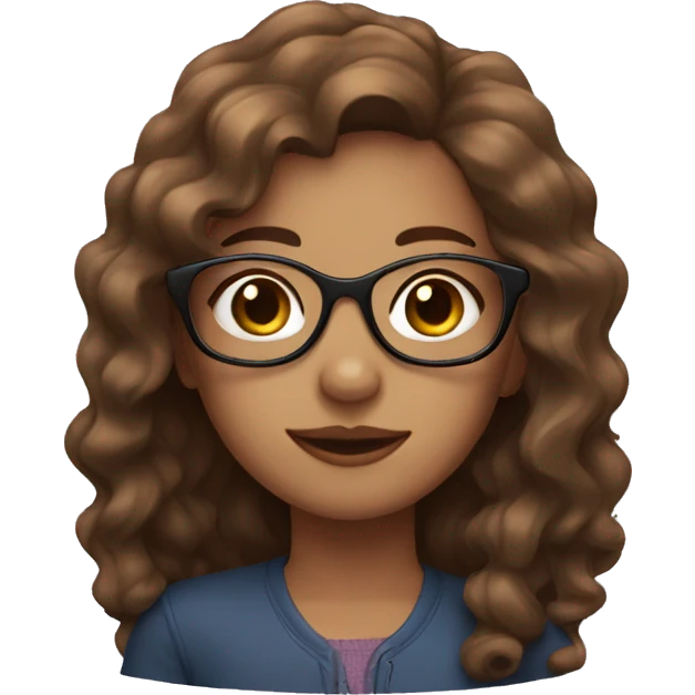 Fair skin girl with wavy brown hair, and glasses  emoji