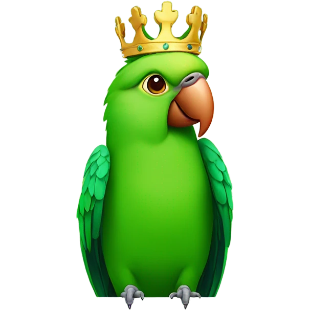 Green parrot with a crown on his head emoji