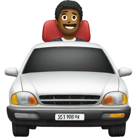 Car with person on chair above the car emoji