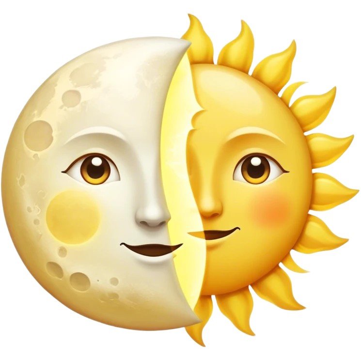 a really bright sun and a moon who shines because of it. the sun is bigger and the moon bright too emoji