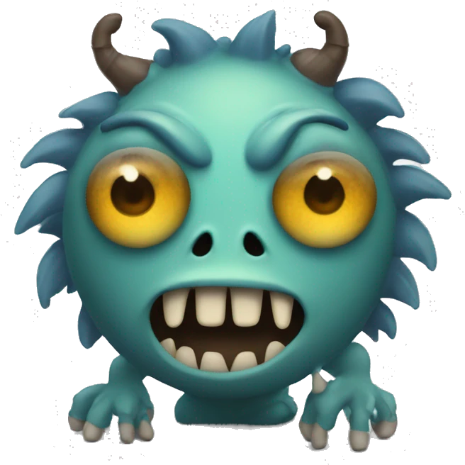 Kind monster with 2 legs, 1 arm, 2 eyes and 3 heads emoji