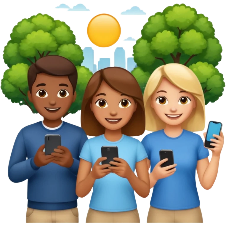 Crowd of People having phone in their hands emoji