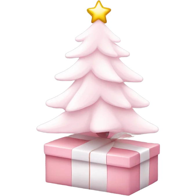 Light pink Christmas gifts under a white Christmas tree  emoji
