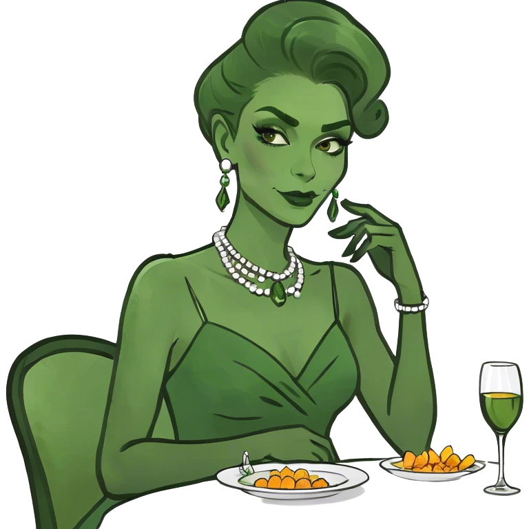fancy black woman at dinner emoji