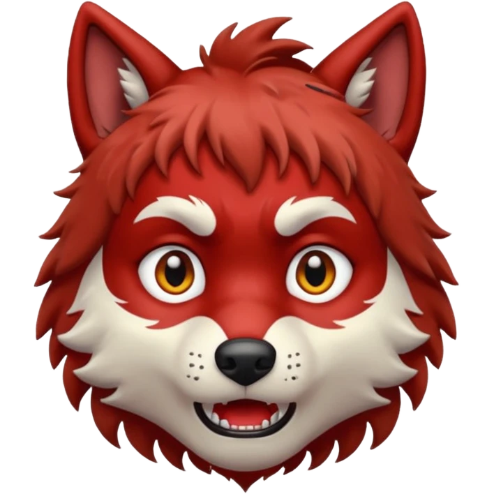 Wolf Boy Red Scared emoji
